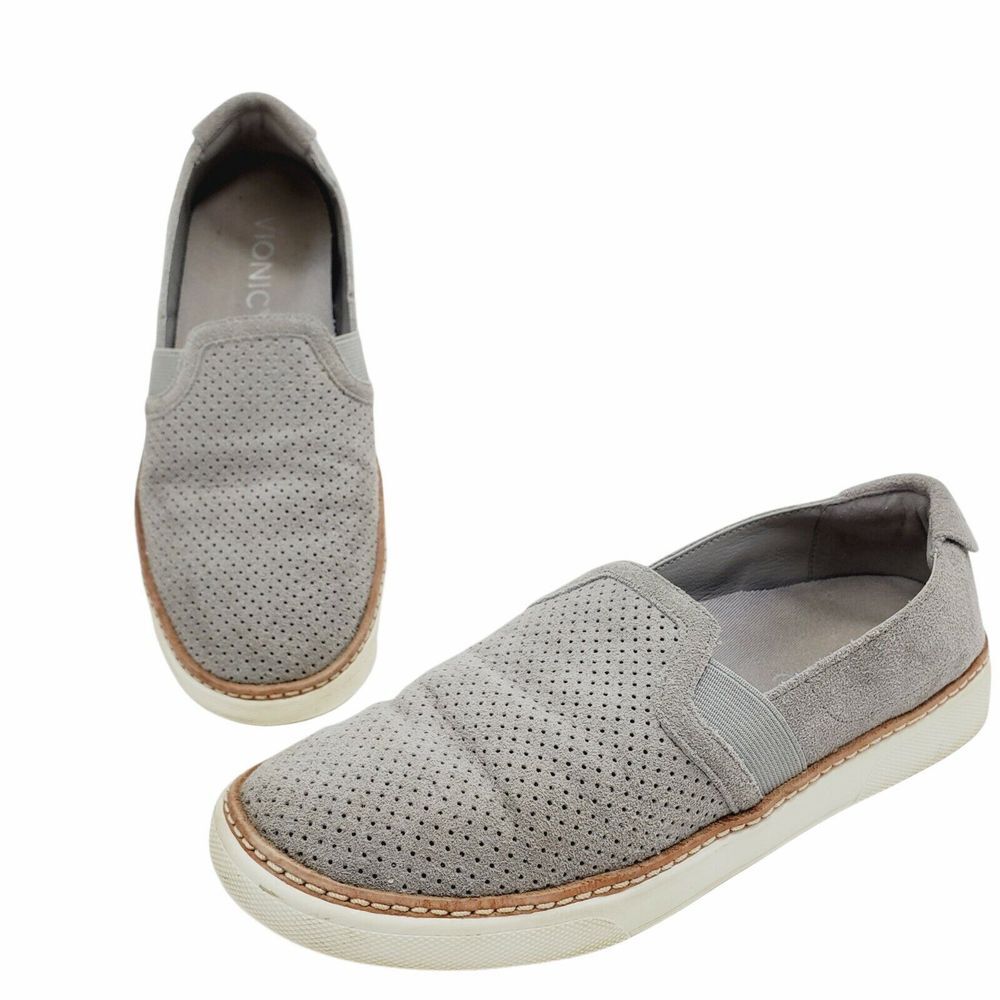 Vionic Womens Size US 5 Malina‎ VS398 Suede Slip On Gray Sneakers Shoes Comfort